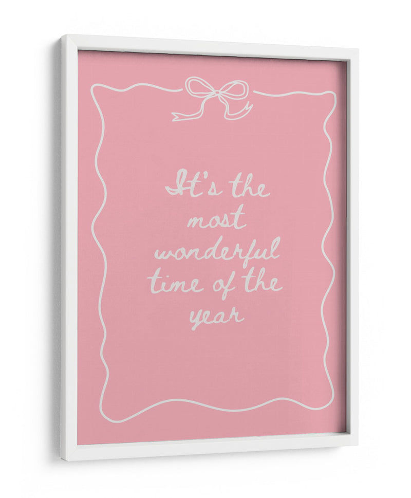 La Época Más Maravillosa del Año - Blanco sobre Rosa - Jolly and Dash | Cuadro decorativo de Canvas Lab