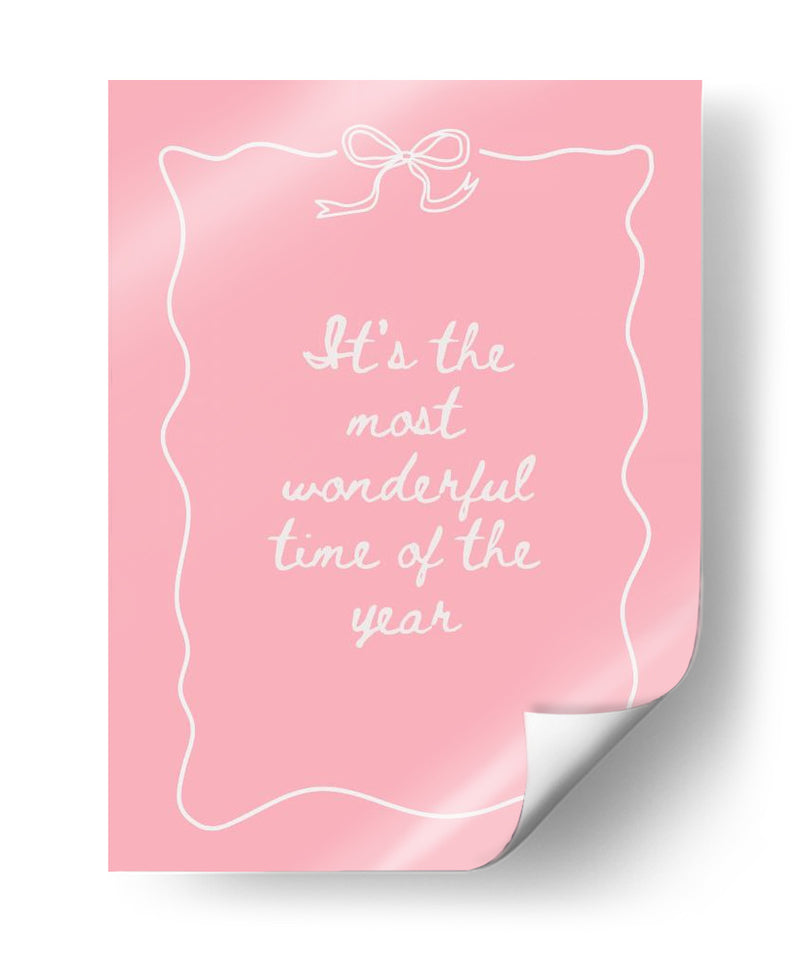 La Época Más Maravillosa del Año - Blanco sobre Rosa - Jolly and Dash | Cuadro decorativo de Canvas Lab