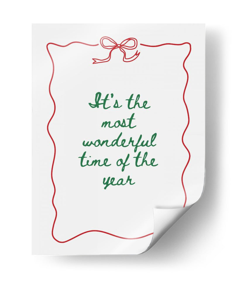 La época más maravillosa del año - Green Text Red Border - Jolly and Dash | Cuadro decorativo de Canvas Lab