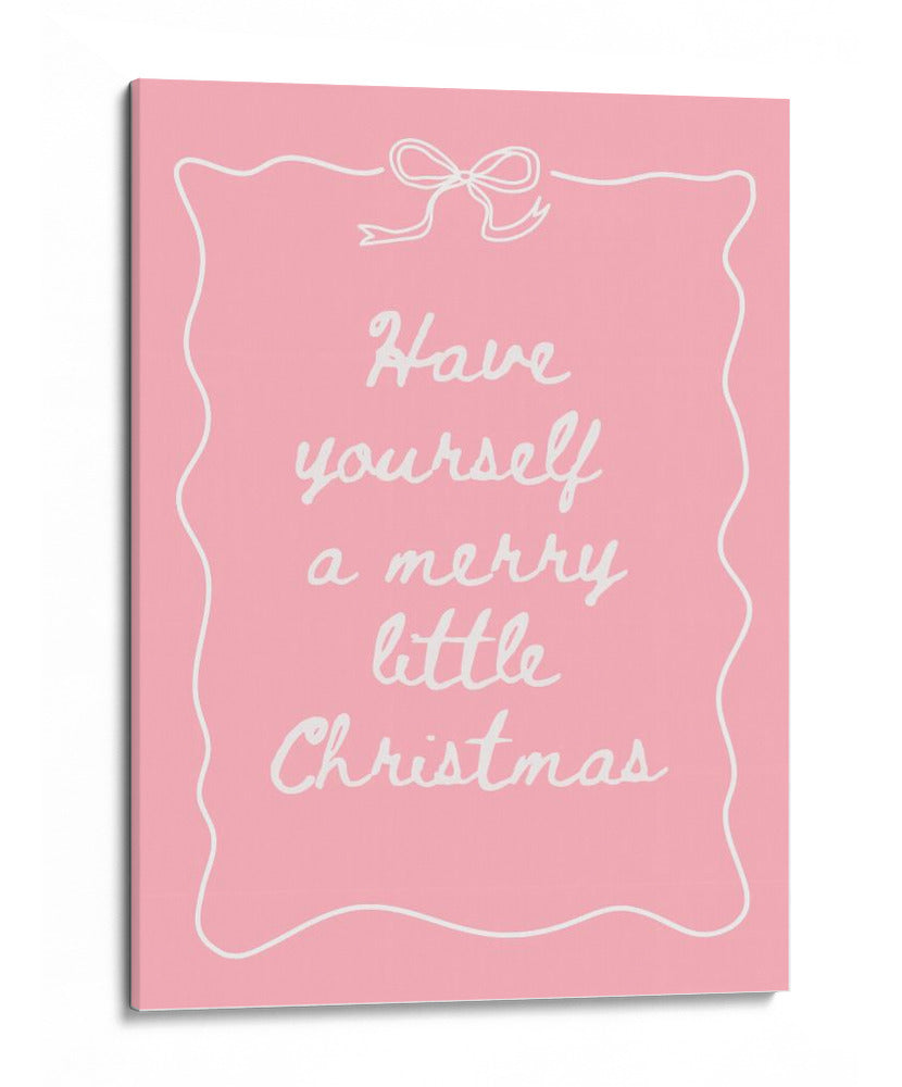 Que tengas una feliz navidad - Blanco sobre rosa - Jolly and Dash | Cuadro decorativo de Canvas Lab