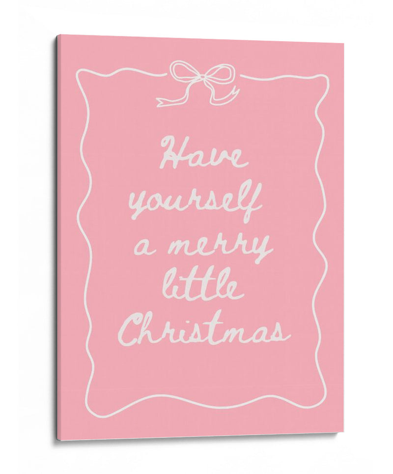 Que tengas una feliz navidad - Blanco sobre rosa - Jolly and Dash | Cuadro decorativo de Canvas Lab