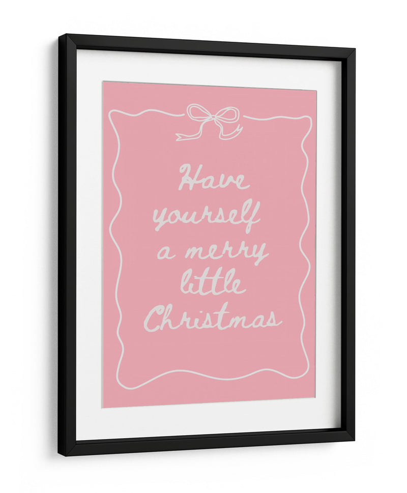 Que tengas una feliz navidad - Blanco sobre rosa - Jolly and Dash | Cuadro decorativo de Canvas Lab