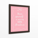 Que tengas una feliz navidad - Blanco sobre rosa - Jolly and Dash | Cuadro decorativo de Canvas Lab