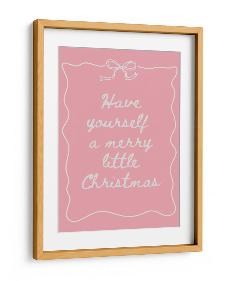 Que tengas una feliz navidad - Blanco sobre rosa - Jolly and Dash | Cuadro decorativo de Canvas Lab