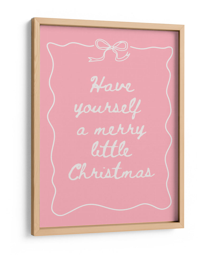 Que tengas una feliz navidad - Blanco sobre rosa - Jolly and Dash | Cuadro decorativo de Canvas Lab