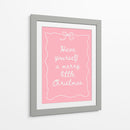 Que tengas una feliz navidad - Blanco sobre rosa - Jolly and Dash | Cuadro decorativo de Canvas Lab