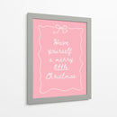 Que tengas una feliz navidad - Blanco sobre rosa - Jolly and Dash | Cuadro decorativo de Canvas Lab