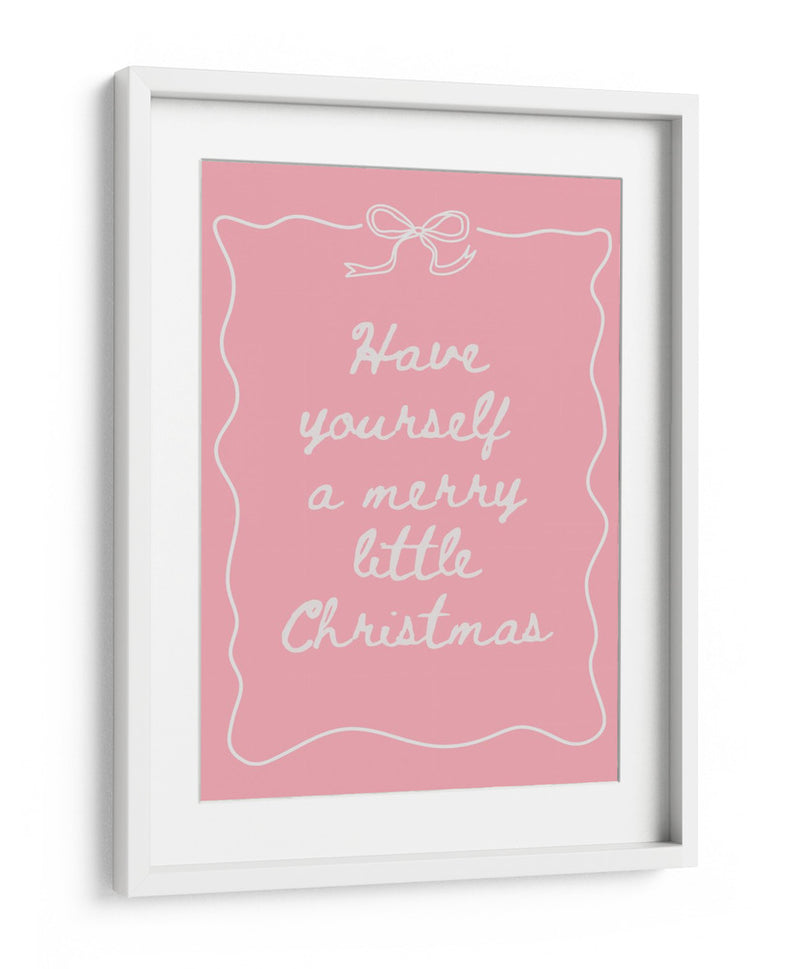 Que tengas una feliz navidad - Blanco sobre rosa - Jolly and Dash | Cuadro decorativo de Canvas Lab