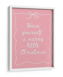 Que tengas una feliz navidad - Blanco sobre rosa - Jolly and Dash | Cuadro decorativo de Canvas Lab