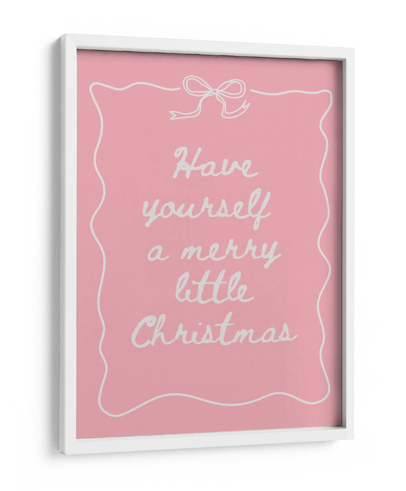 Que tengas una feliz navidad - Blanco sobre rosa - Jolly and Dash | Cuadro decorativo de Canvas Lab