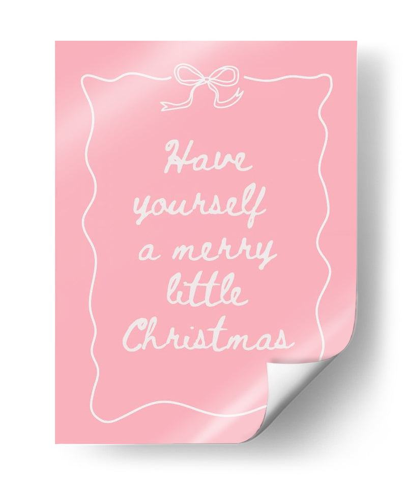 Que tengas una feliz navidad - Blanco sobre rosa - Jolly and Dash | Cuadro decorativo de Canvas Lab