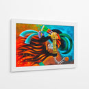 Cara Maya en rojo y azul III - Caperh | Cuadro decorativo de Canvas Lab