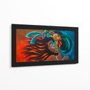 Cara Maya en rojo y azul II - Caperh | Cuadro decorativo de Canvas Lab