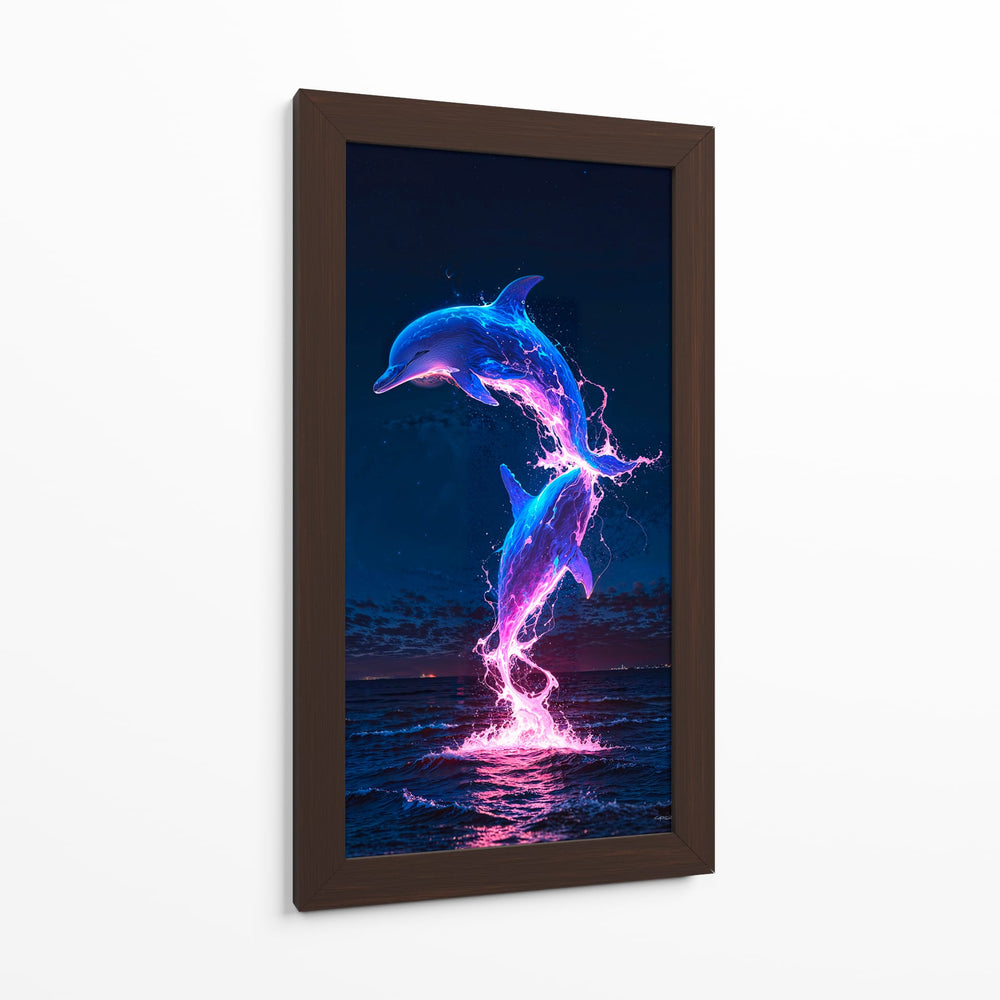 Delfines de neón - Caperh | Cuadro decorativo de Canvas Lab