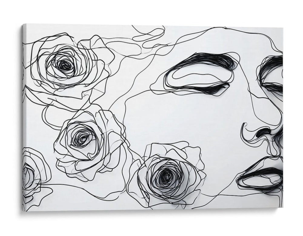 Rostro de mujer con rosas abstracto - DIEGO D L | Cuadro decorativo de Canvas Lab