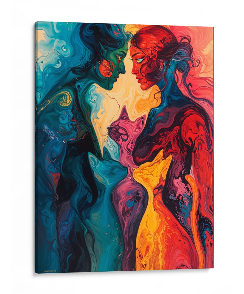 Pareja con gatos - Caperh | Cuadro decorativo de Canvas Lab