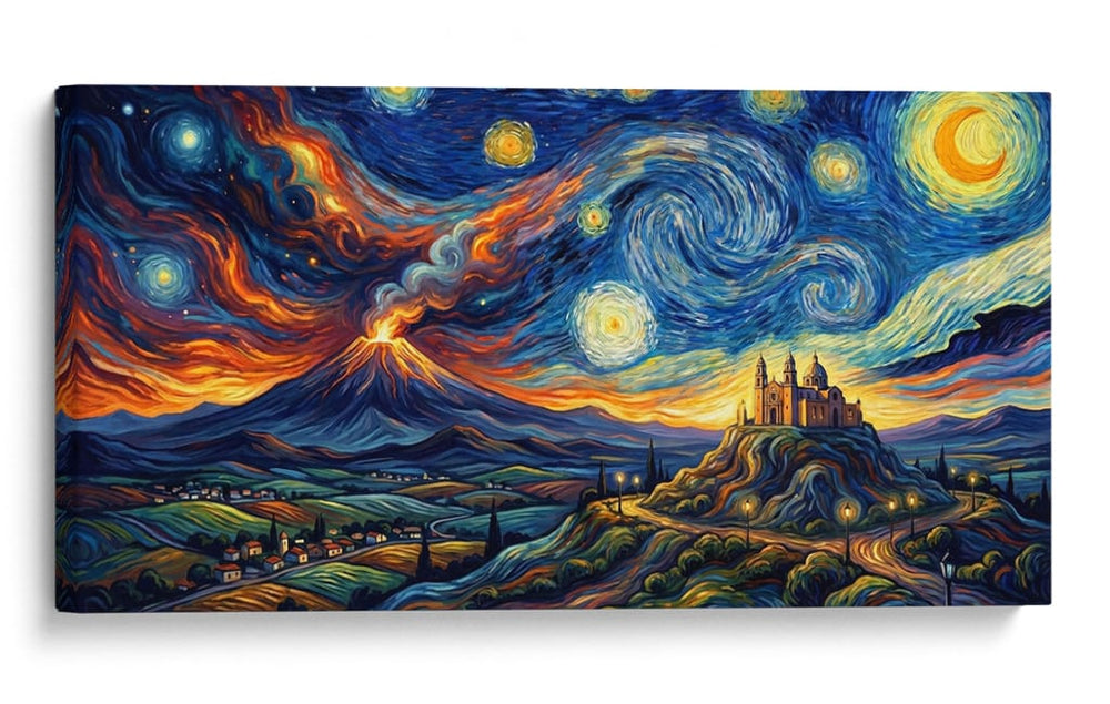 Noche Estrellada de Vincent Van Gogh sobre  El Popocatépetl Puebla. - Coloratura | Cuadro decorativo de Canvas Lab