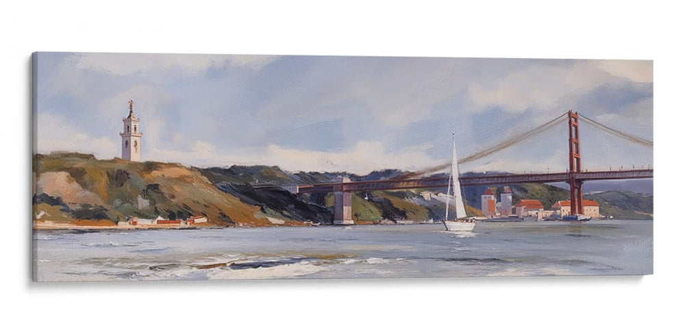 Navegando bajo el Puente de Lisboa - Carlos Franken | Cuadro decorativo de Canvas Lab