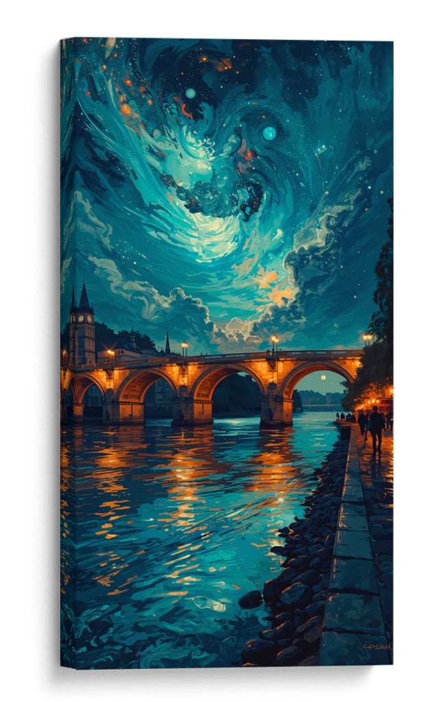 Puente en la noche III - Caperh | Cuadro decorativo de Canvas Lab