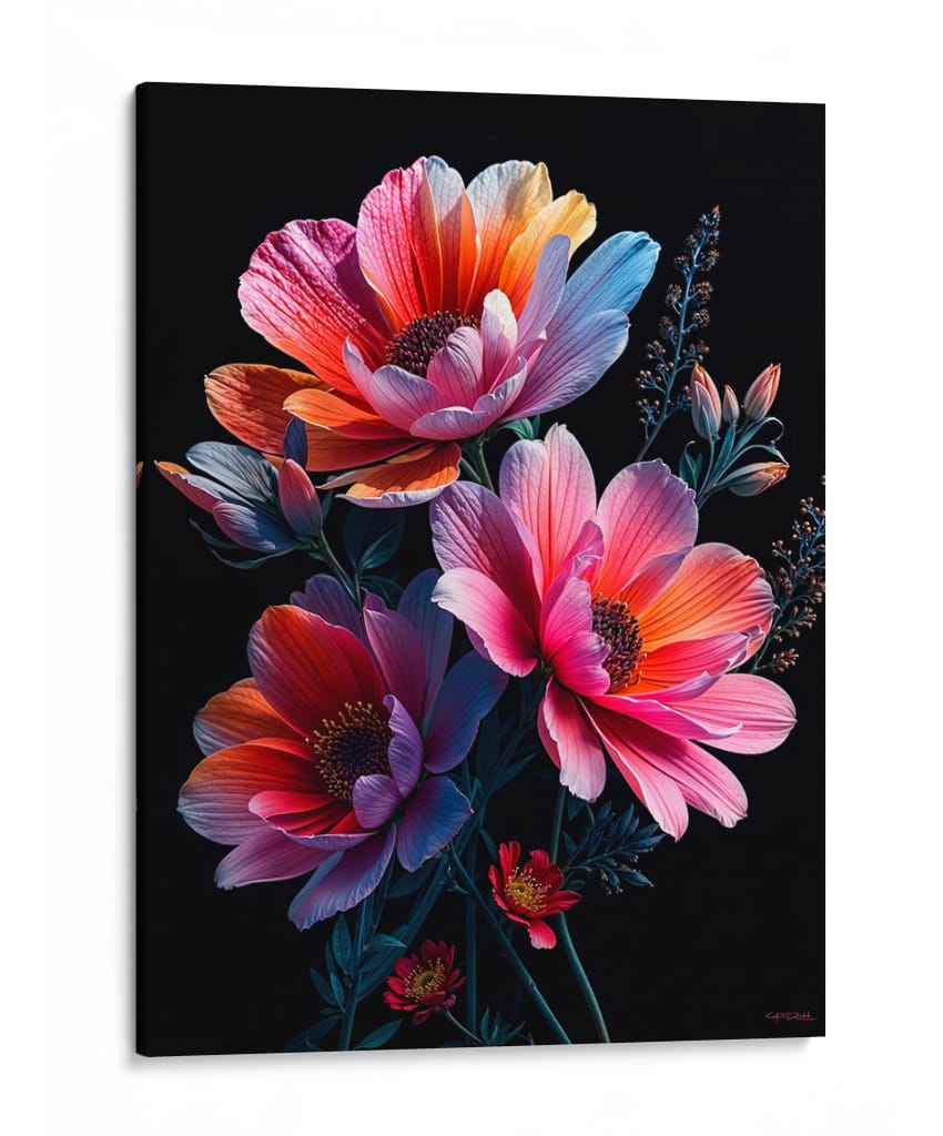 Ramo de flores sobre negro II - Caperh | Cuadro decorativo de Canvas Lab