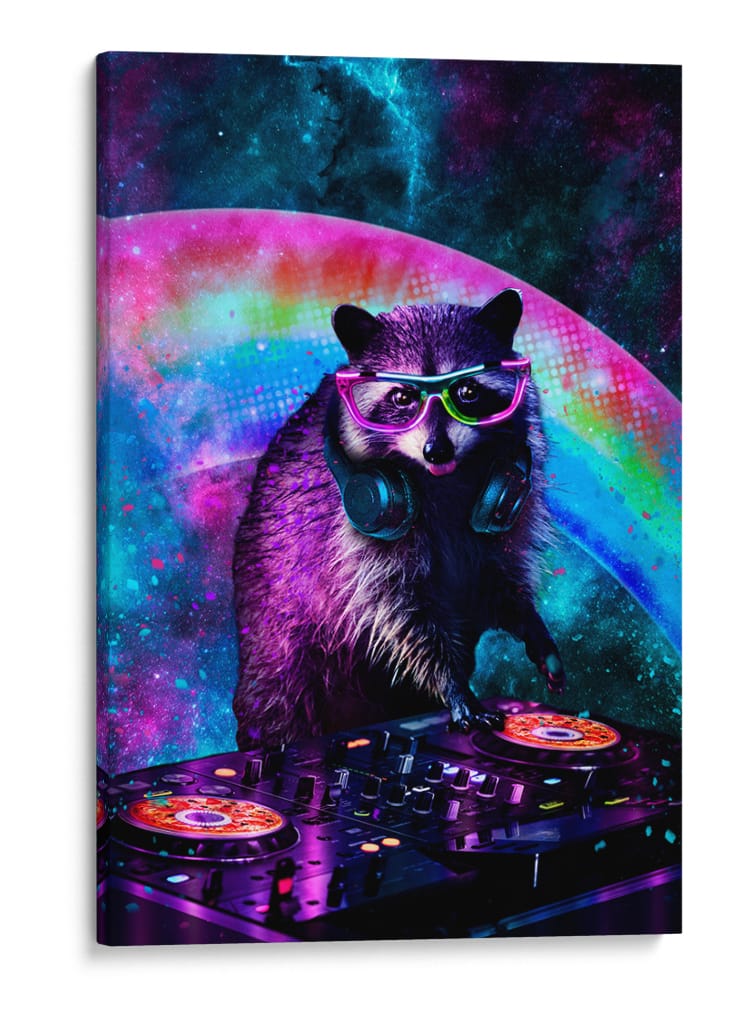 Mapache Estelar - Puffy Design | Cuadro decorativo de Canvas Lab