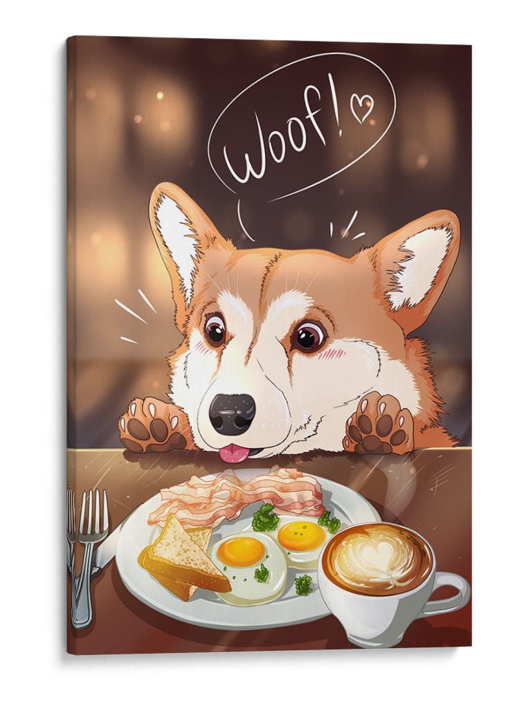 Perro Desayunador - Puffy Design | Cuadro decorativo de Canvas Lab