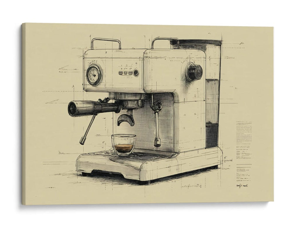 Dibujo técnico cafetera  - DIEGO D L | Cuadro decorativo de Canvas Lab