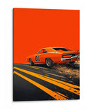“Furia Naranja sobre el Asfalto” - OctavioStudio88 | Cuadro decorativo de Canvas Lab