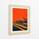 “Furia Naranja sobre el Asfalto” - OctavioStudio88 | Cuadro decorativo de Canvas Lab