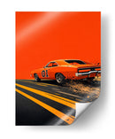 “Furia Naranja sobre el Asfalto” - OctavioStudio88 | Cuadro decorativo de Canvas Lab
