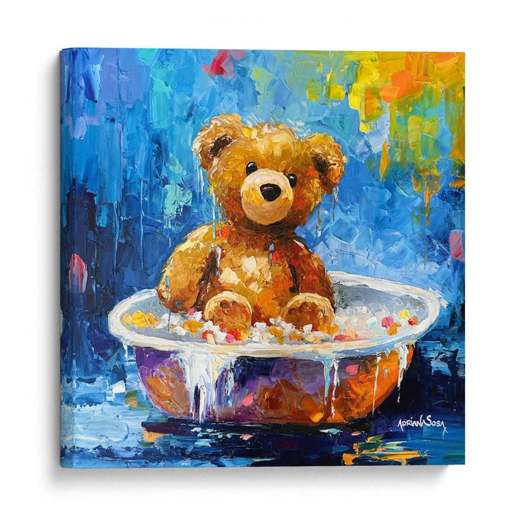 Colección Teddy Tomando un baño - Adriana Sosa | Cuadro decorativo de Canvas Lab