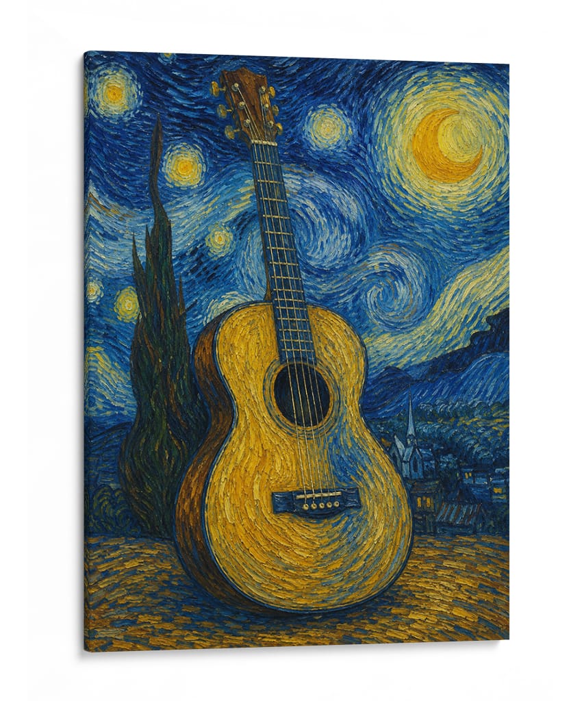 Guitarra Van Gogh - Jona Rodriguez Art | Cuadro decorativo de Canvas Lab