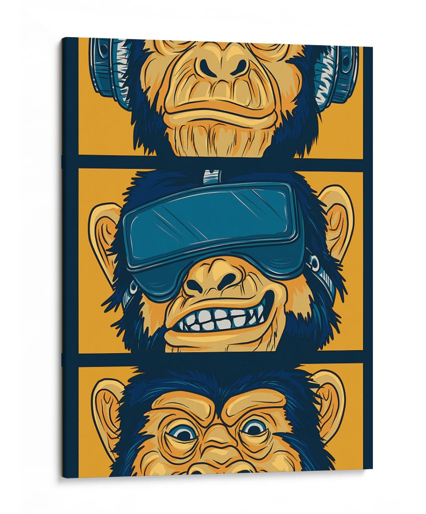 Chimpancés Cyber - Puffy Design | Cuadro decorativo de Canvas Lab