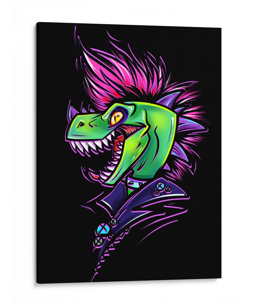 Dinosaurio Punk - Puffy Design | Cuadro decorativo de Canvas Lab