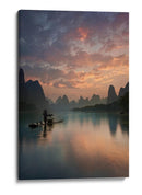 El pescador de cormoranes al amanecer en el río - Yan Zhang | Cuadro decorativo de Canvas Lab