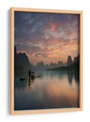 El pescador de cormoranes al amanecer en el río - Yan Zhang | Cuadro decorativo de Canvas Lab