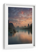 El pescador de cormoranes al amanecer en el río - Yan Zhang | Cuadro decorativo de Canvas Lab