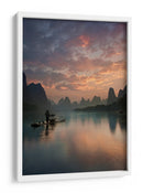 El pescador de cormoranes al amanecer en el río - Yan Zhang | Cuadro decorativo de Canvas Lab