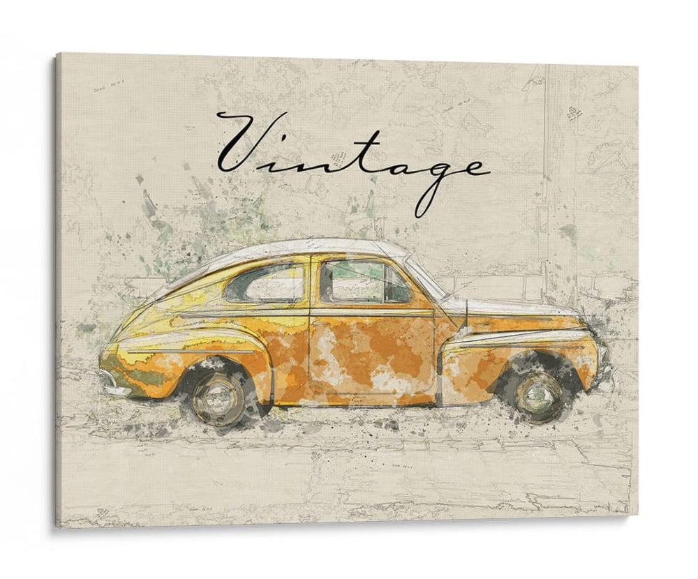 Coche Clásico Amarillo - Lembayung senja studio | Cuadro decorativo de Canvas Lab