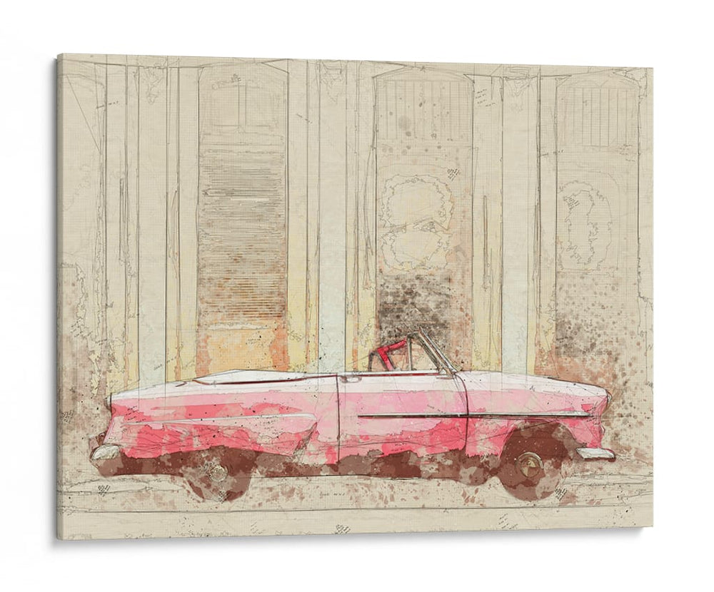 Coche Vintage Rosa - Lembayung senja studio | Cuadro decorativo de Canvas Lab