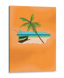 Escena de playa tropical con una palmera - Nicholas | Cuadro decorativo de Canvas Lab