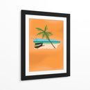 Escena de playa tropical con una palmera - Nicholas | Cuadro decorativo de Canvas Lab