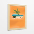 Escena de playa tropical con una palmera - Nicholas | Cuadro decorativo de Canvas Lab