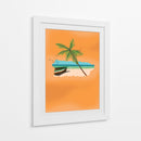 Escena de playa tropical con una palmera - Nicholas | Cuadro decorativo de Canvas Lab