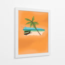 Escena de playa tropical con una palmera - Nicholas | Cuadro decorativo de Canvas Lab