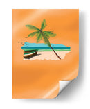 Escena de playa tropical con una palmera - Nicholas | Cuadro decorativo de Canvas Lab