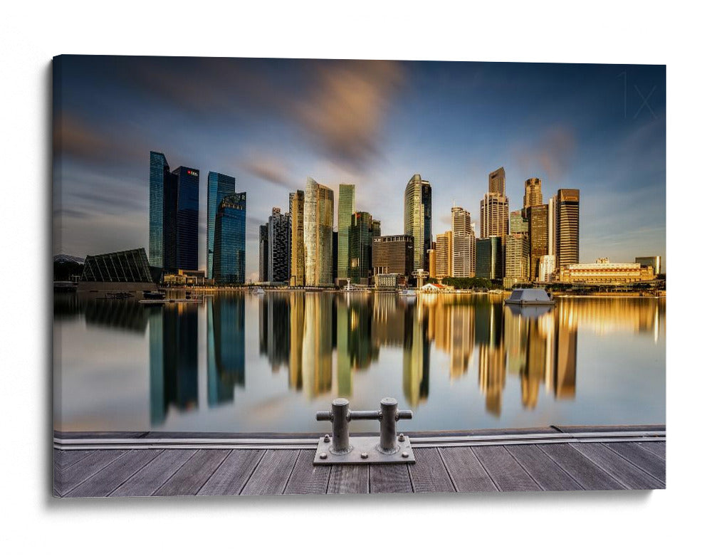 Paisaje urbano a la hora dorada - Zexsen Xie | Cuadro decorativo de Canvas Lab