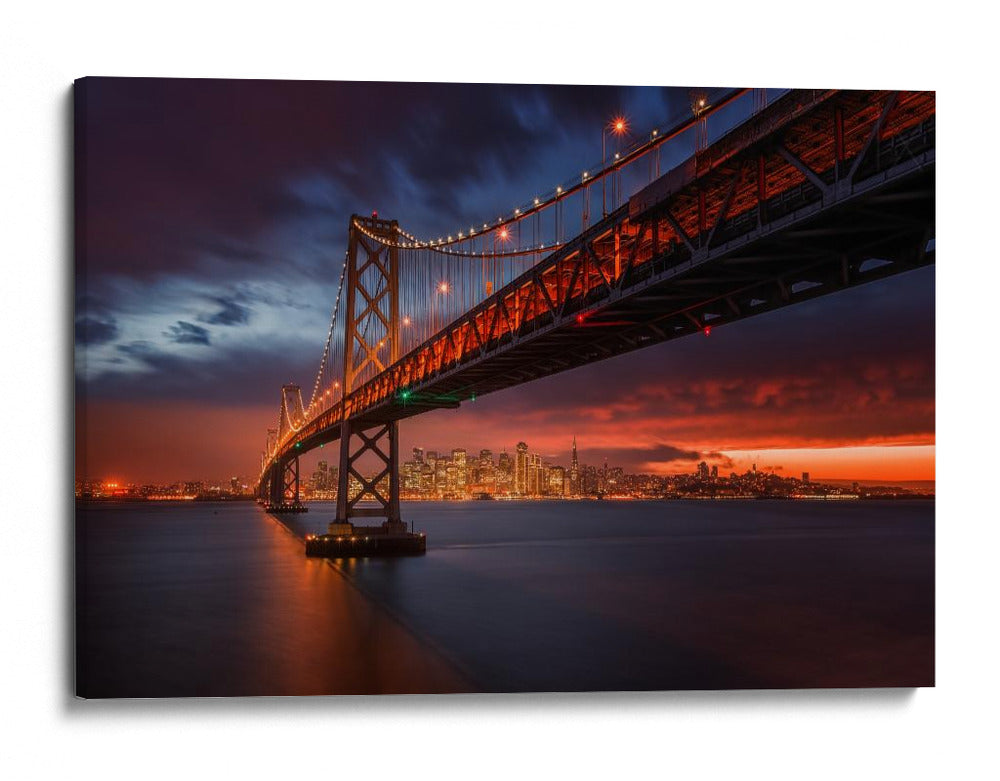 Puente de la bahía por la noche - Toby Harriman | Cuadro decorativo de Canvas Lab