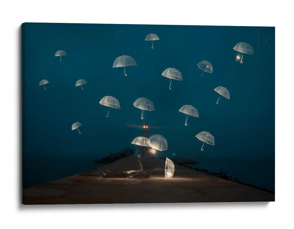 Noche de paraguas flotantes - Alexandar Lazarov | Cuadro decorativo de Canvas Lab