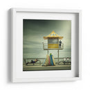 Torre amarilla de socorristas en la playa - Adrian Donoghue | Cuadro decorativo de Canvas Lab